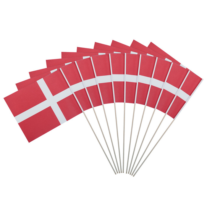 Dannebrog på bambuspind 10 stk.